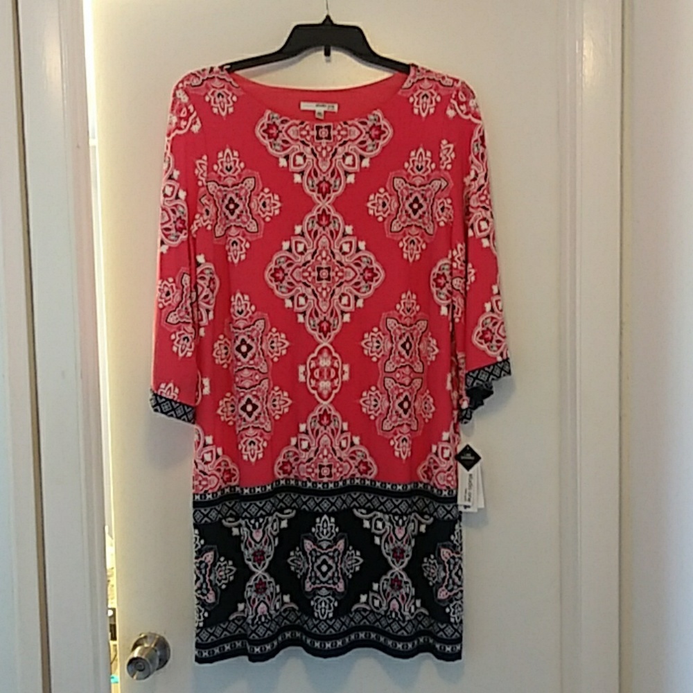 Studio One New York,  Coral and Navy dress.